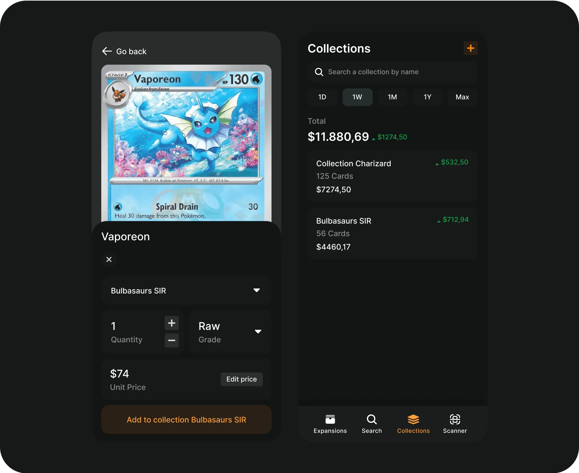 Interface de gestion de collection